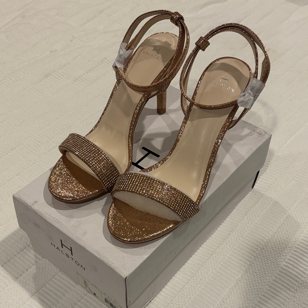 NEW H by Halston Ankle Strap Party Bling High Heel Dress Sandals Womens 7.5